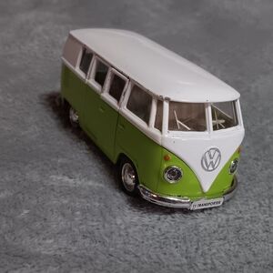 Volkswagen Green and White Pull Back Metal Car